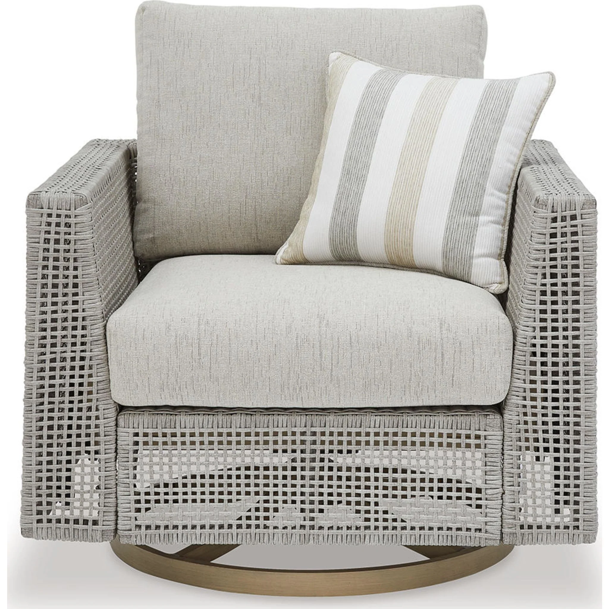 Seton Creek Outdoor Swivel Lounge Chair with Cushion - Image 3