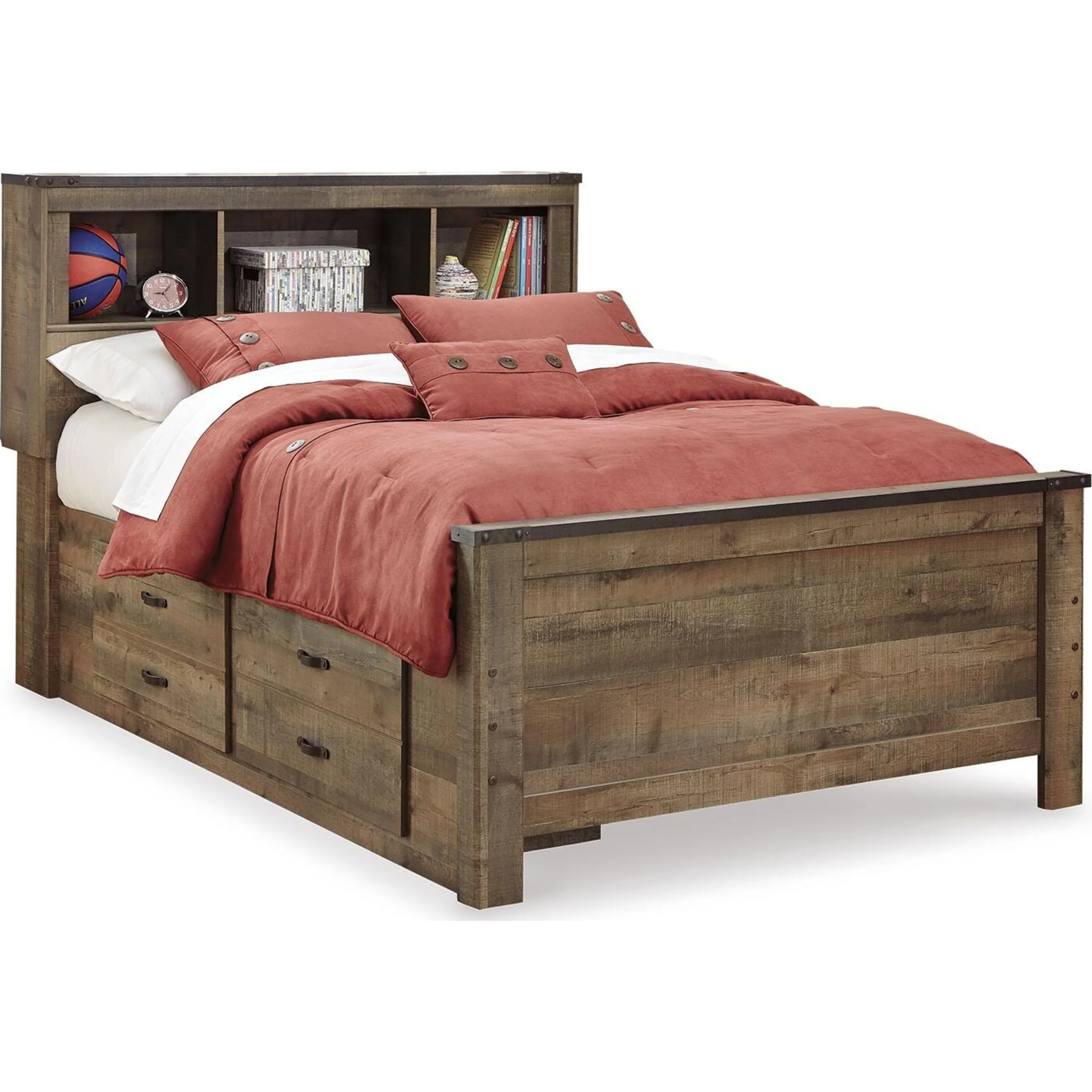 Trinell Full Bookcase Bed with 4 Drawer Storage - Image 6