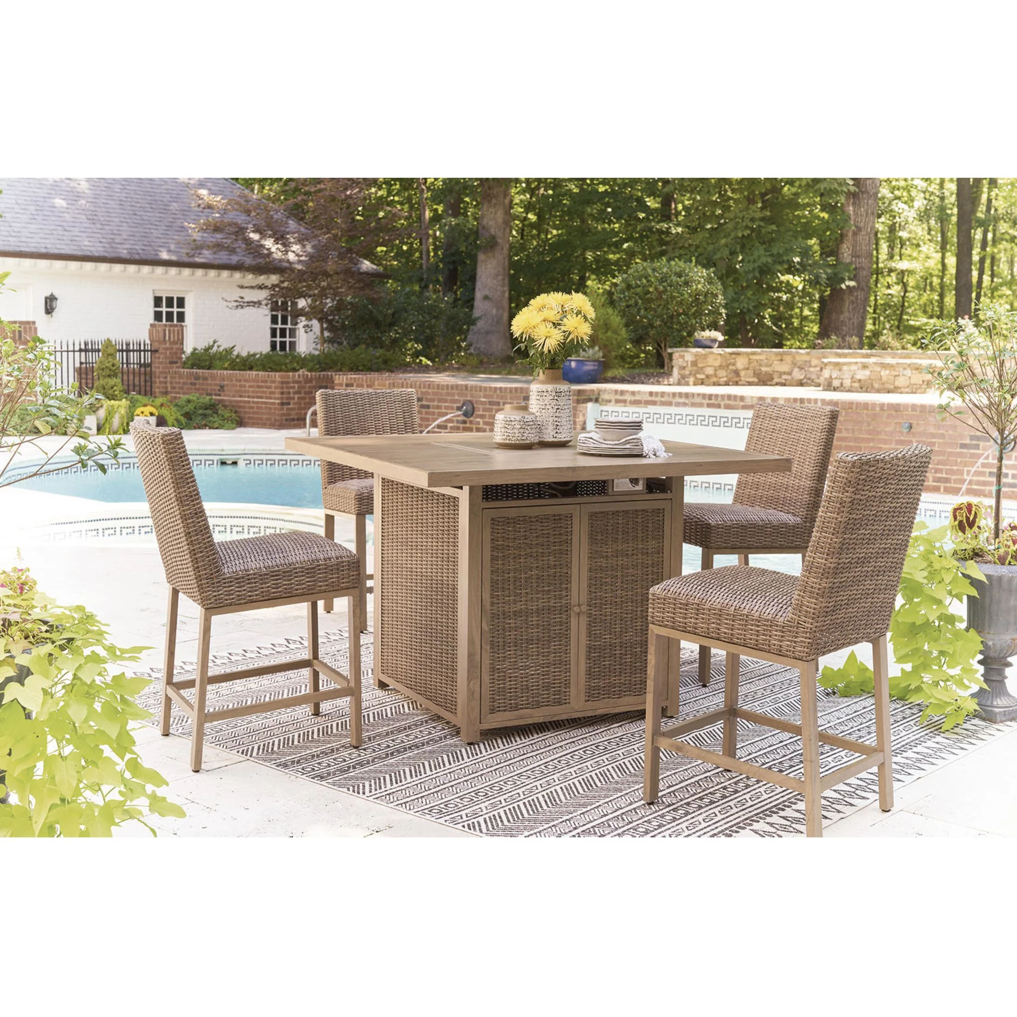 Walton Bridge Outdoor Bar Table with Fire Pit - Image 8