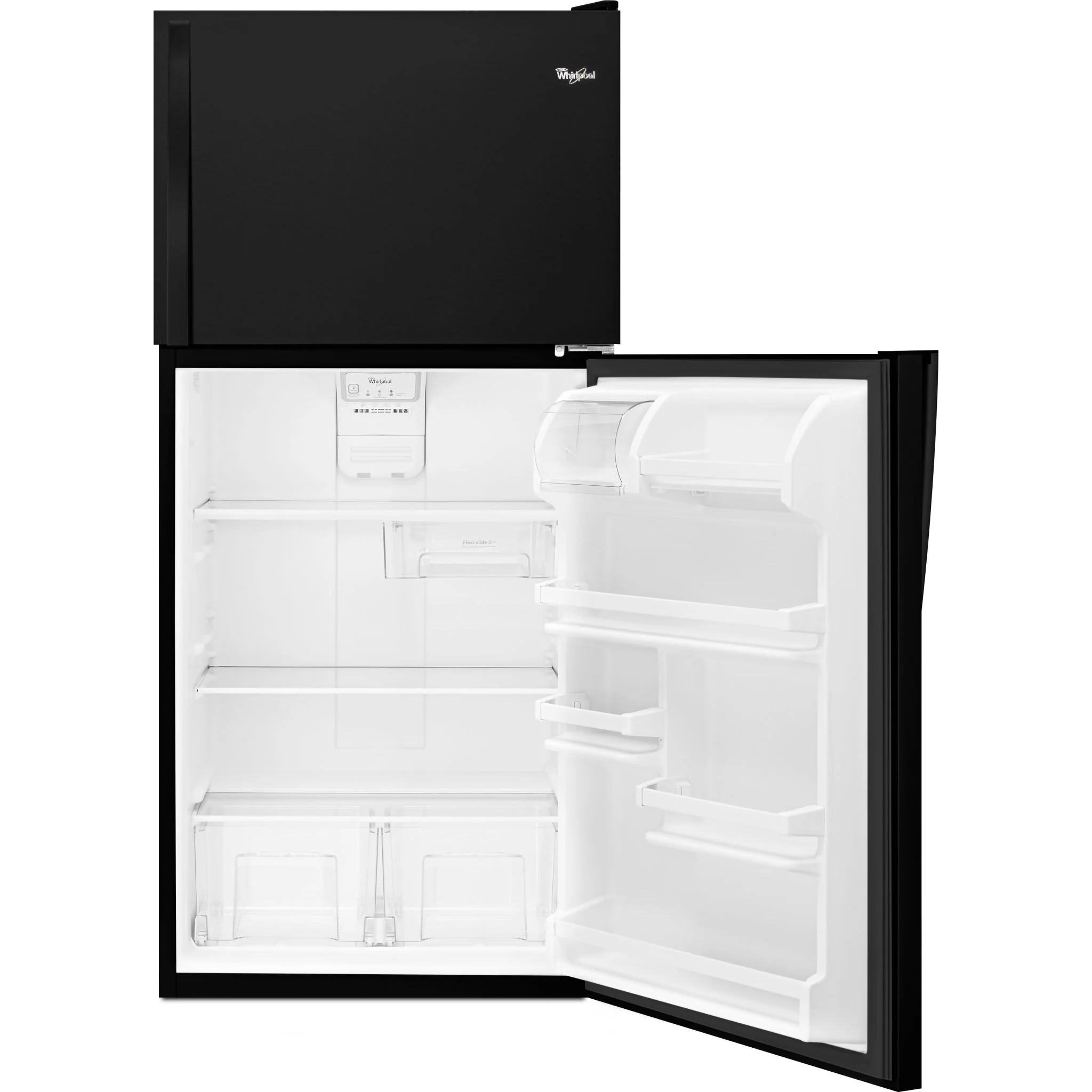 Whirlpool  30" Wide Top-Freezer Refrigerator with Flexi-Slide Bin - Black (WRT318FZDB) - Image 3