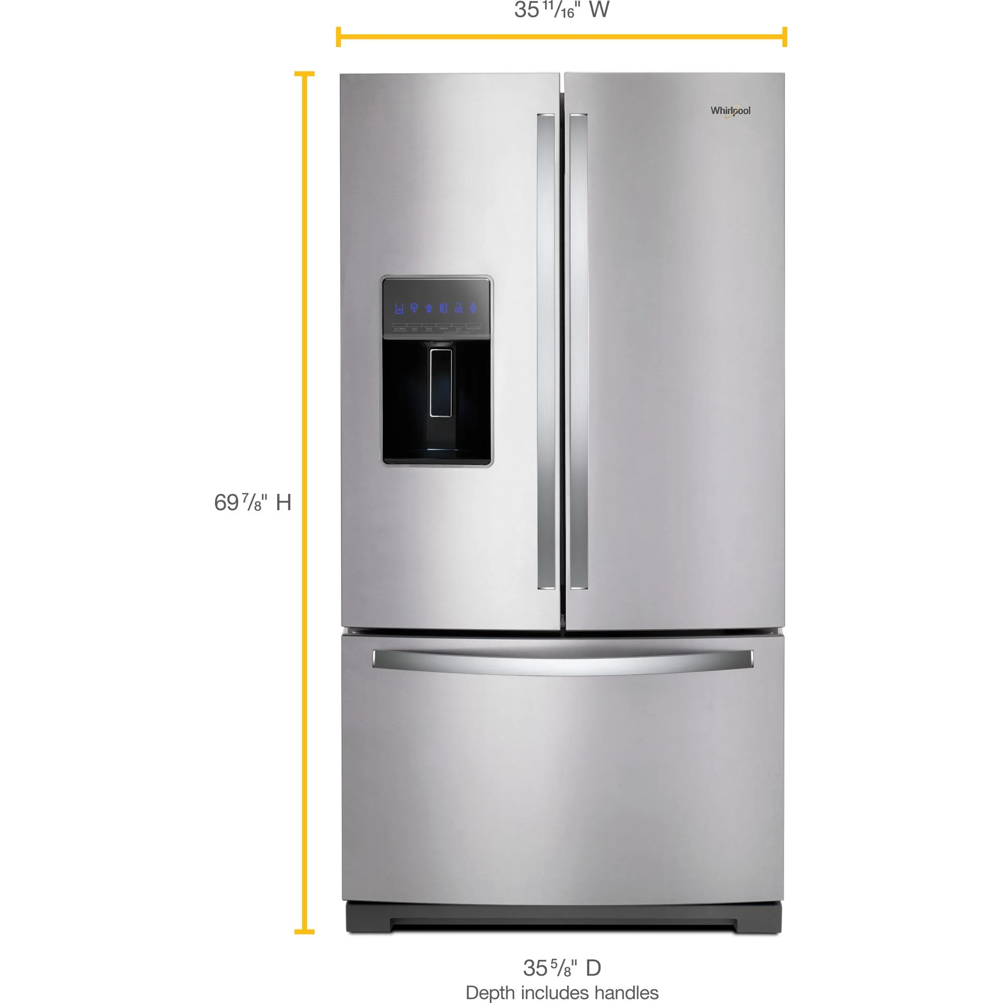 Whirlpool 36" Wide French Door Refrigerator - 27 cu. ft. - Fingerprint Resistant Stainless Steel (WRF767SDHZ) - Image 7