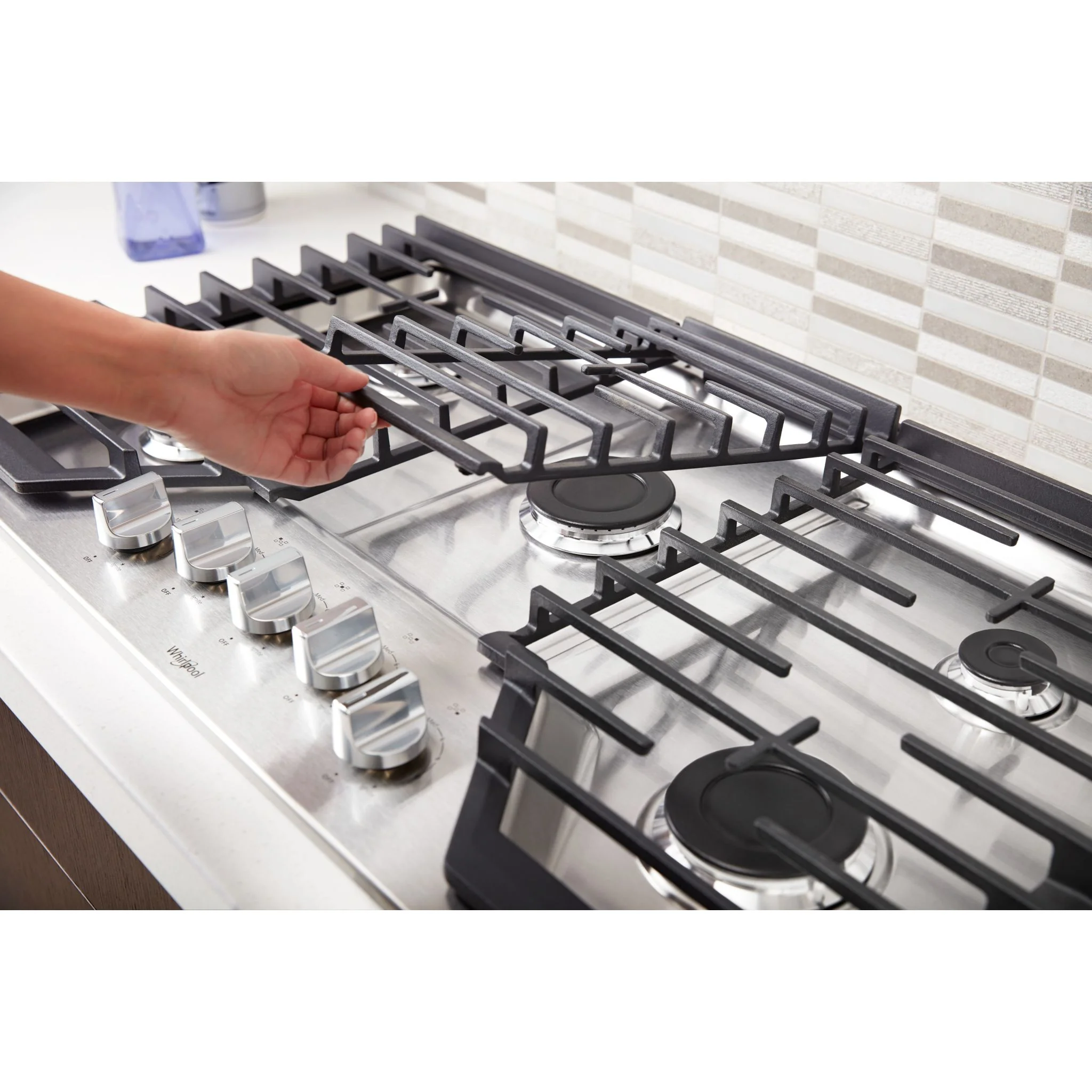 Whirlpool 36" Gas Cooktop with EZ-2-Lift Hinged Cast-Iron Grates (WCG55US6HB) - Image 5