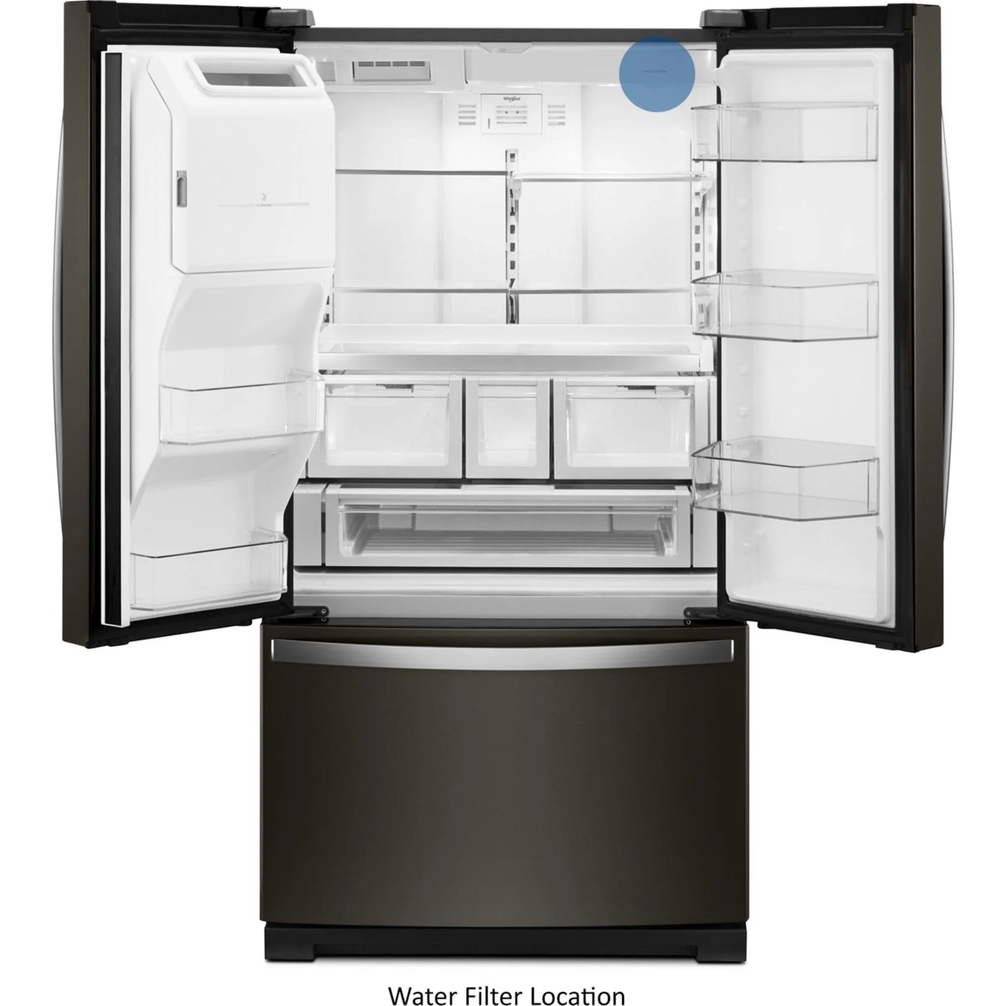 Whirlpool 36" Wide French Door Refrigerator - 27 cu. ft.- Black Stainless (WRF757SDHV) - Image 17
