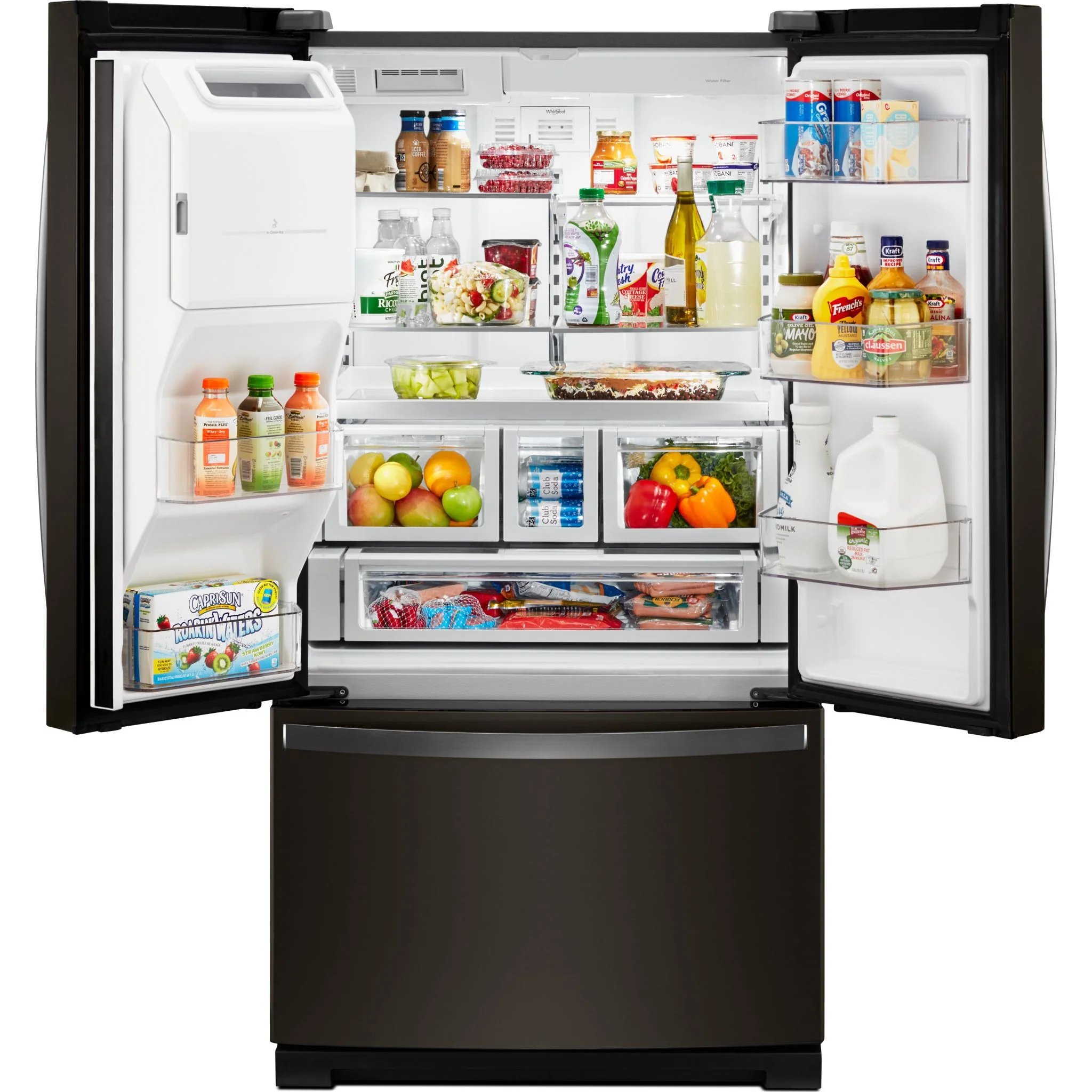 Whirlpool 36" Wide French Door Refrigerator - 27 cu. ft.- Black Stainless (WRF757SDHV) - Image 4