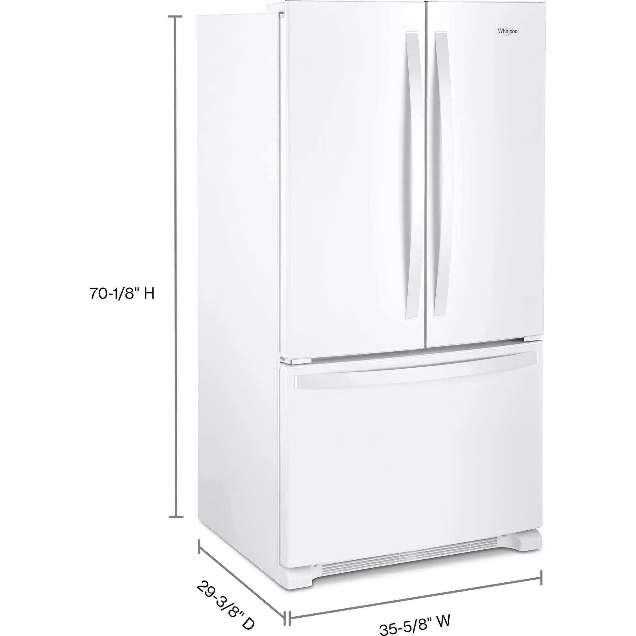 Whirlpool Full-Depth French Door Bottom Mount Refrigerator - White (WRFF3236RW) - Image 5
