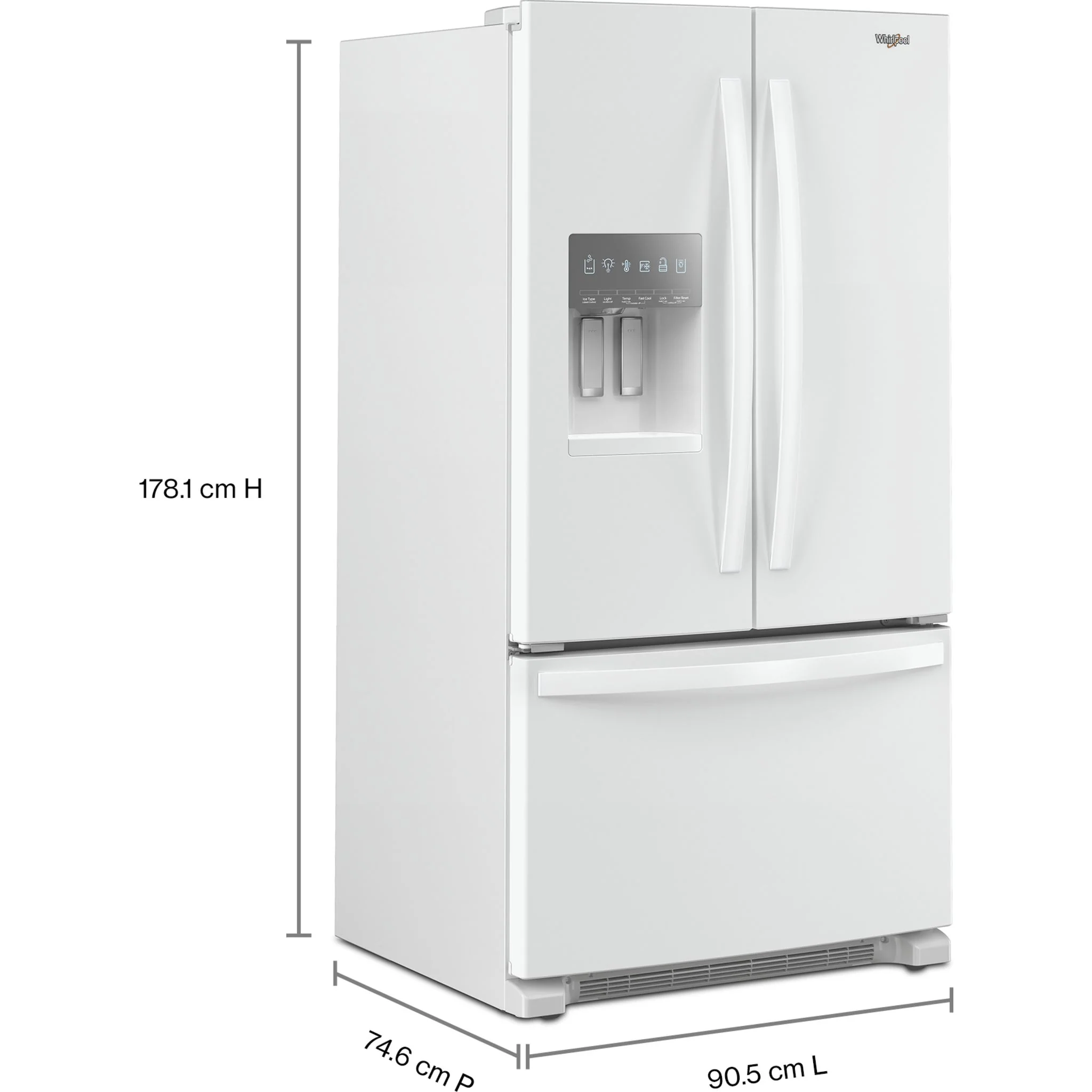 Whirlpool 36" Wide French Door Bottom Mount Refrigerator - 25 cu.ft. - White (WRFF3436RW) - Image 4