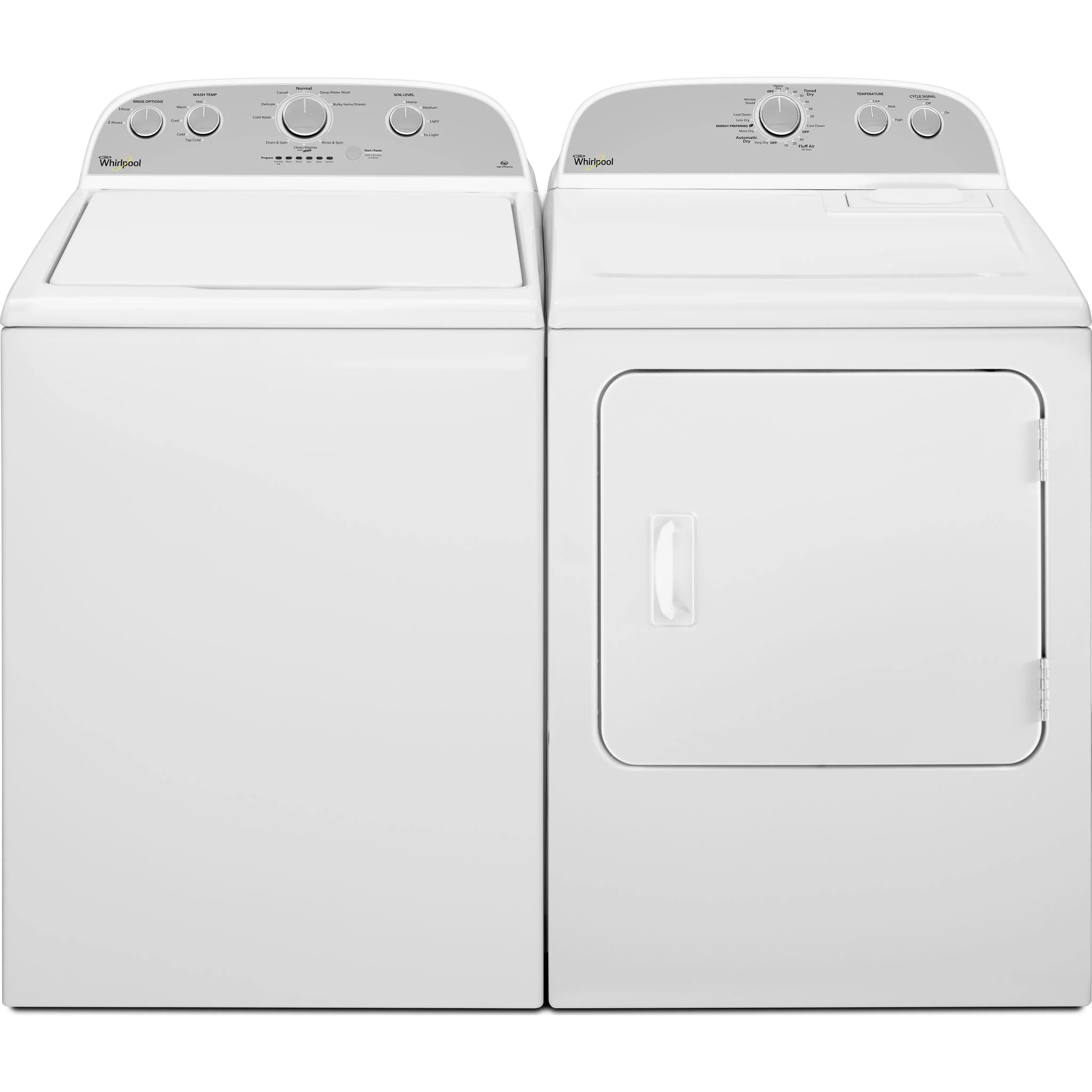 Whirlpool 4.5 Cu. Ft. I.E.C. Top Load Laundry Pair with Removable Agitator - White (WTW4957PW & YWED4815EW)