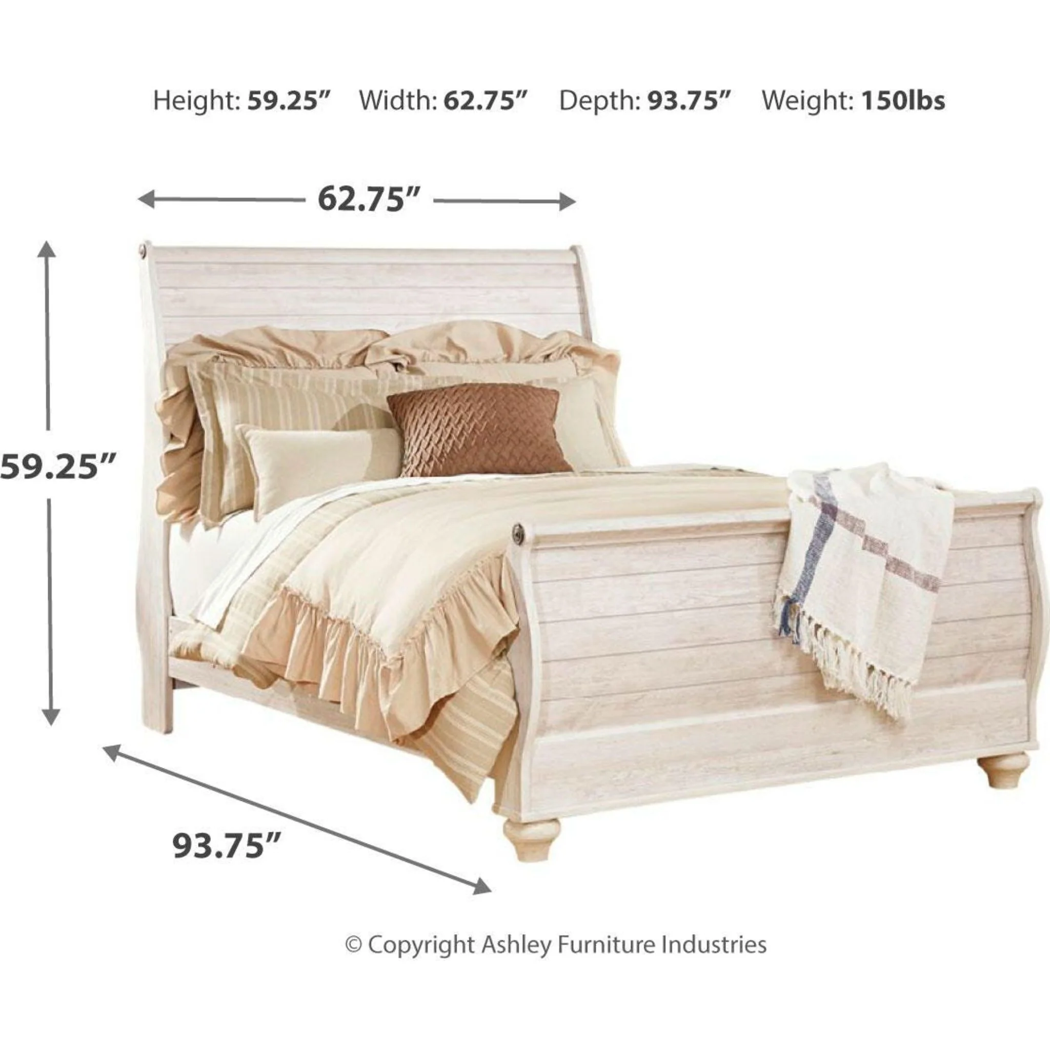 Willowton 5 Piece Sleigh Bedroom - Image 25