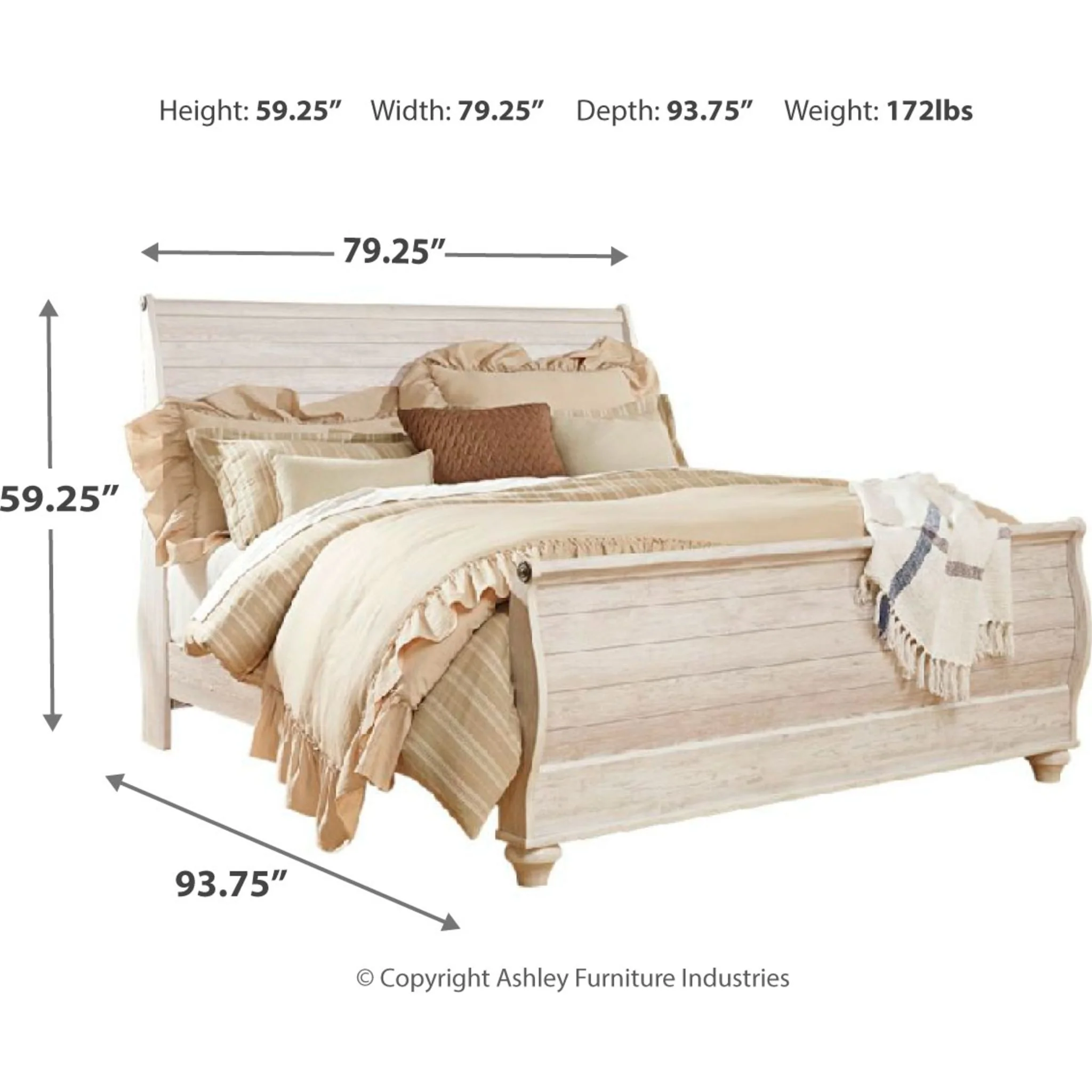 Willowton 5 Piece Sleigh Bedroom - Image 52