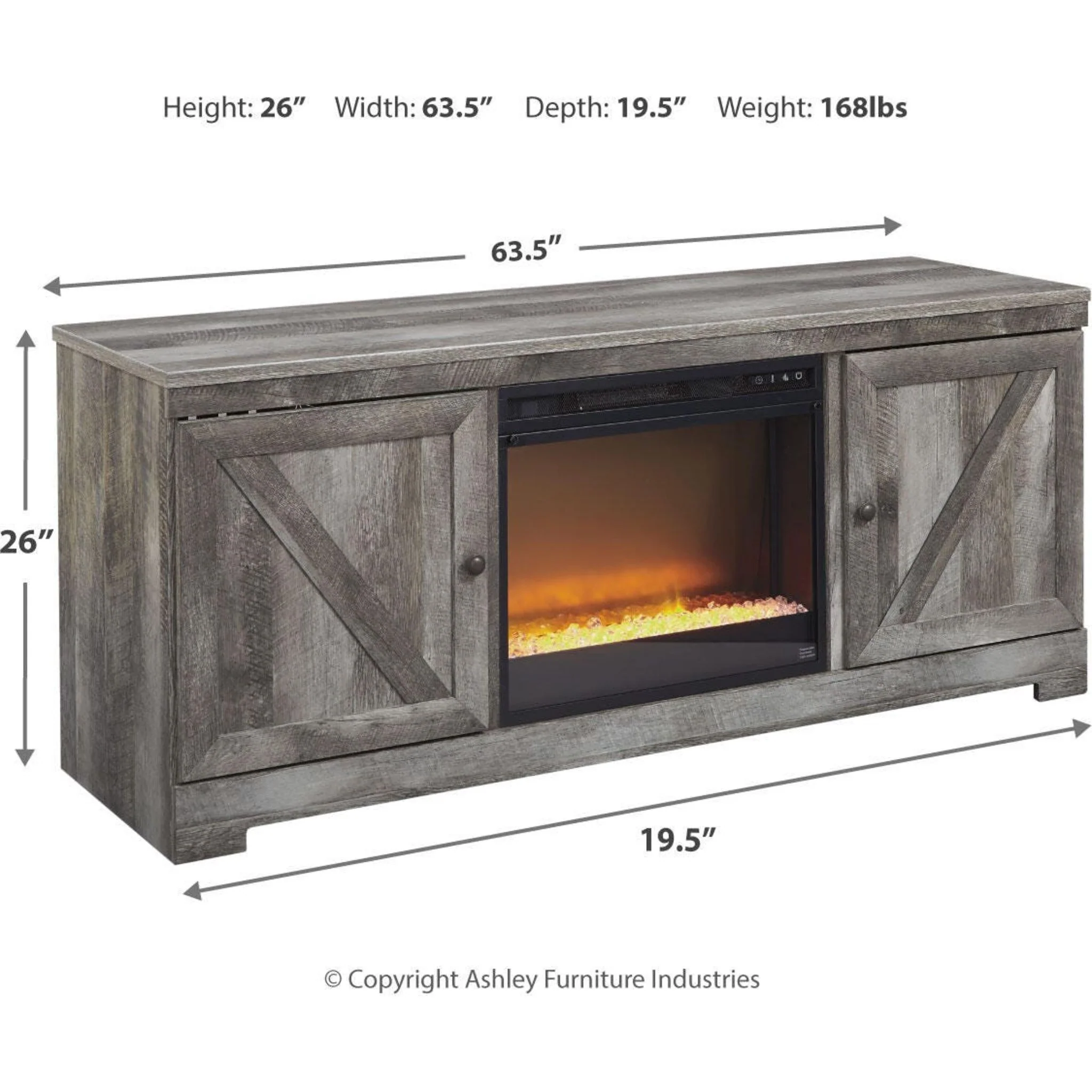 Wynnlow TV Stand with Glass Stone Fireplace - Image 21