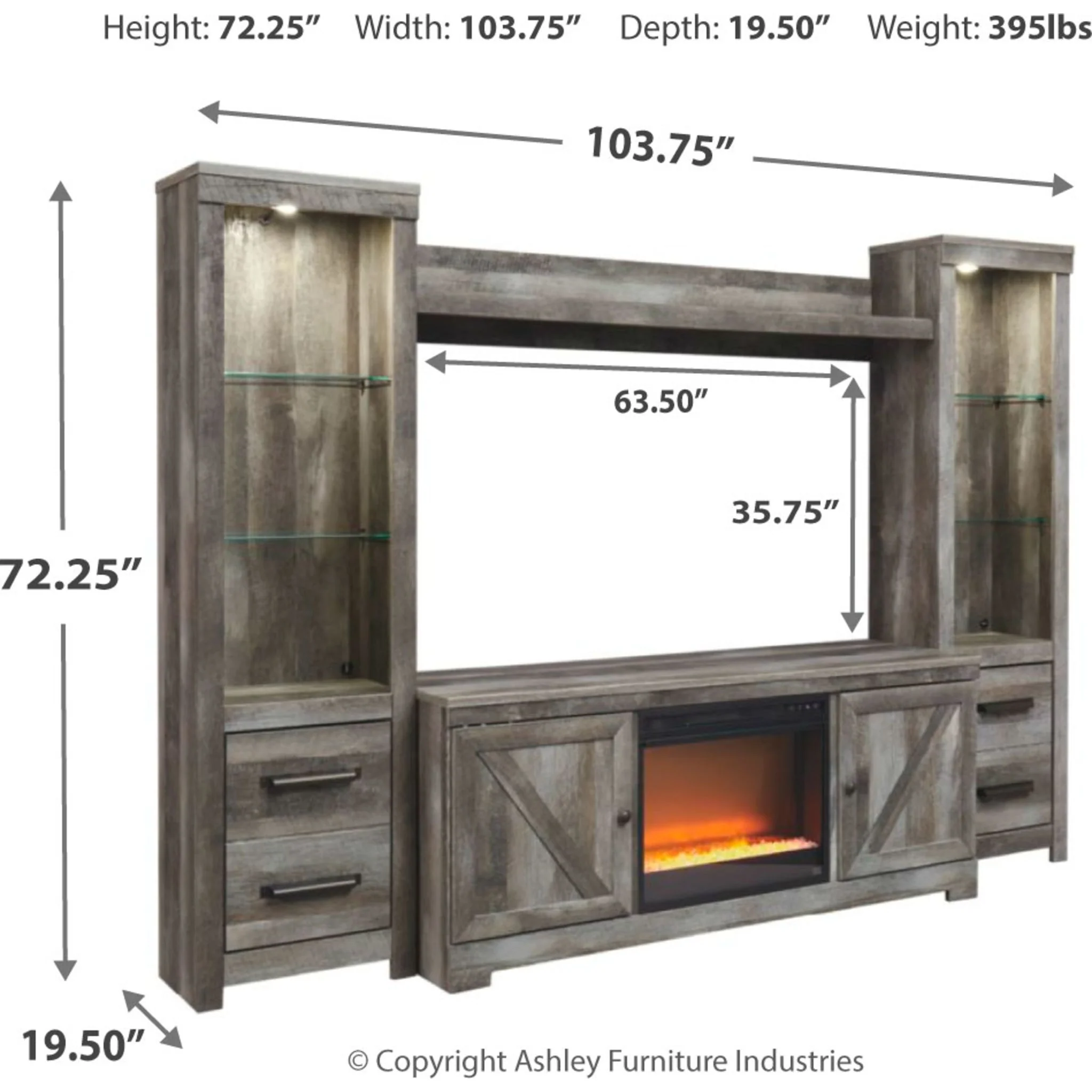 Wynnlow Wall Unit with Fireplace Insert - Image 4