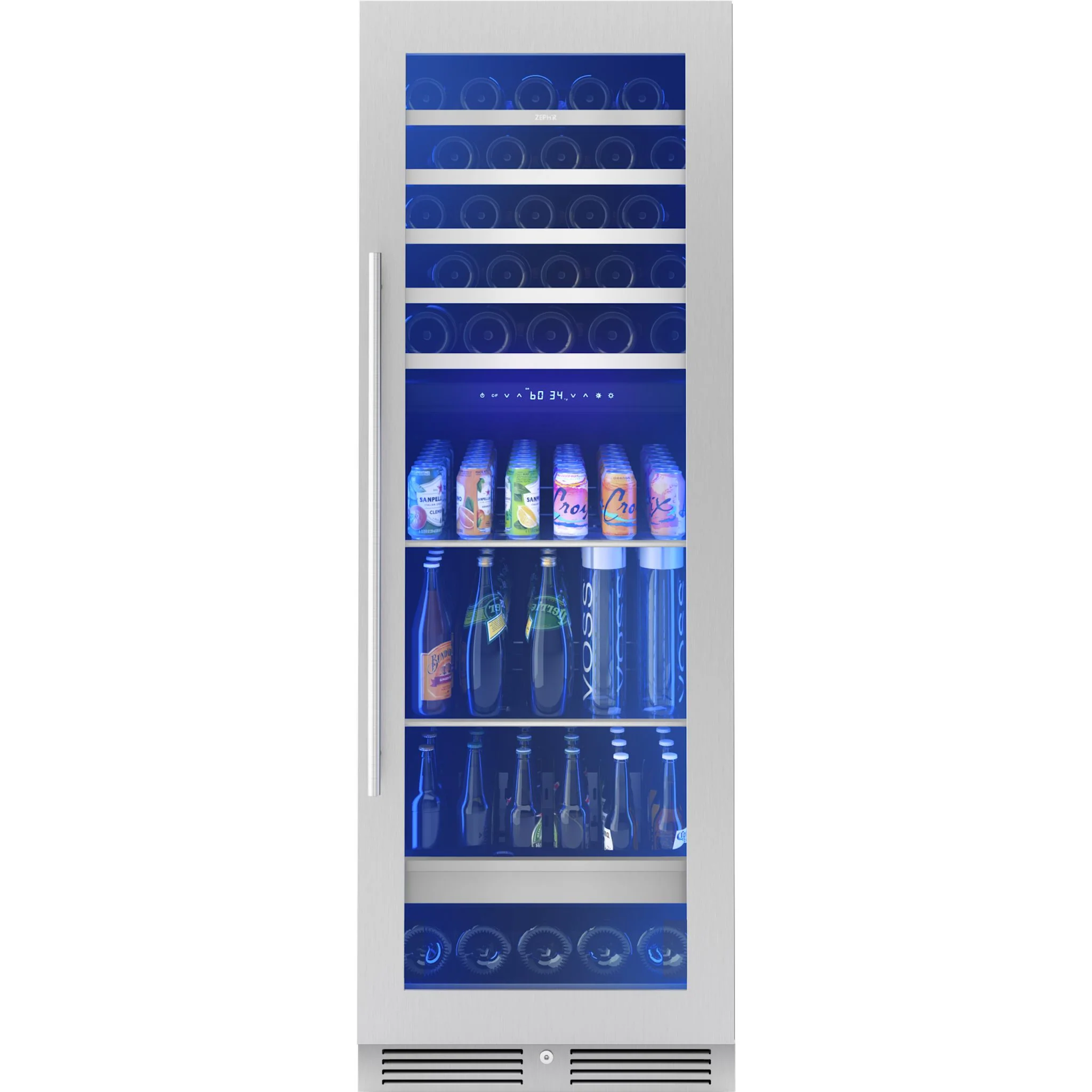 Zephyr Beverage Cooler (PRWB24F02BG) - Stainless Steel + Glass