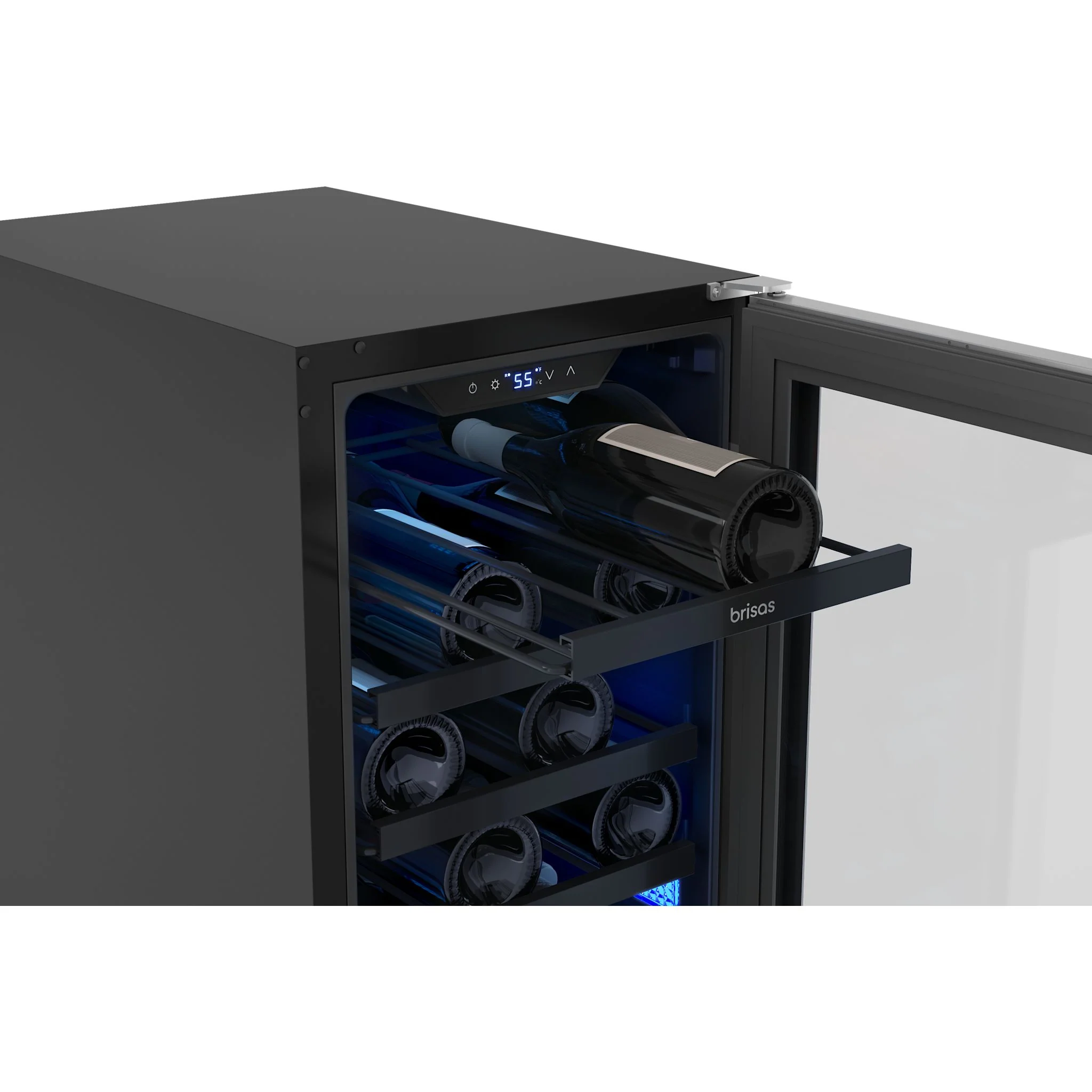 Zephyr Wine Cooler (BWN15C01AG) - Stainless Steel + Glass - Image 4