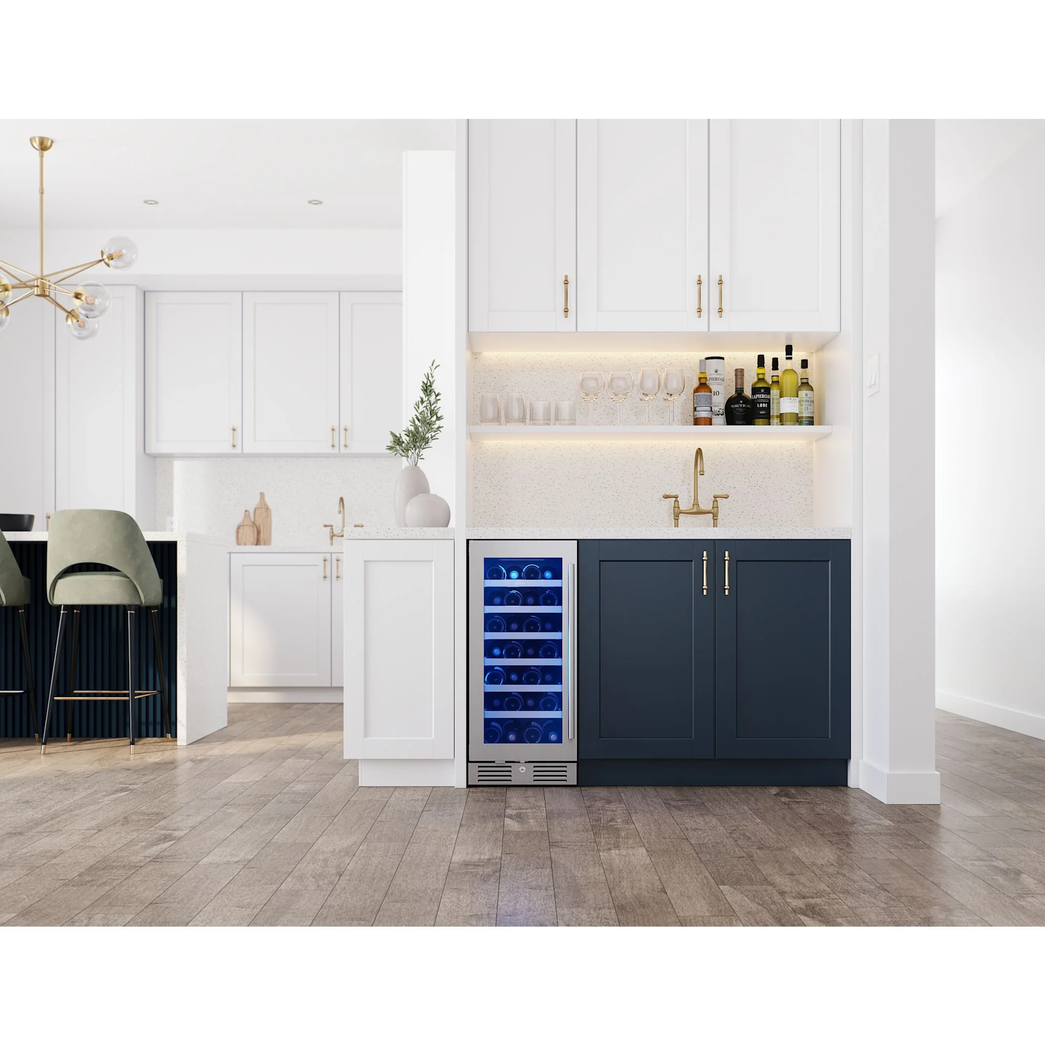 Zephyr Wine Cooler (PRW15C01CG) - Stainless Steel + Glass - Image 2