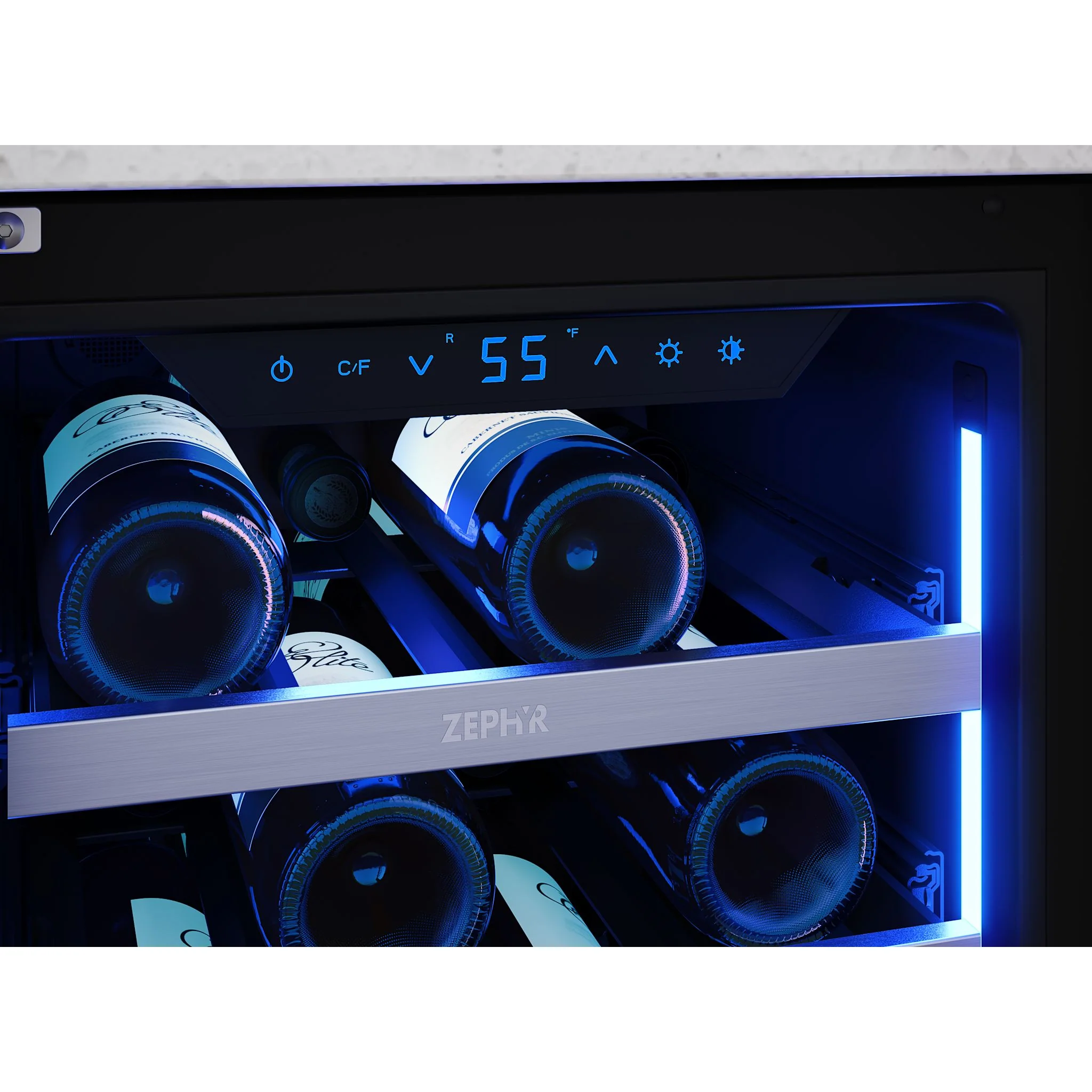 Zephyr Wine Cooler (PRW15C01CG) - Stainless Steel + Glass - Image 7