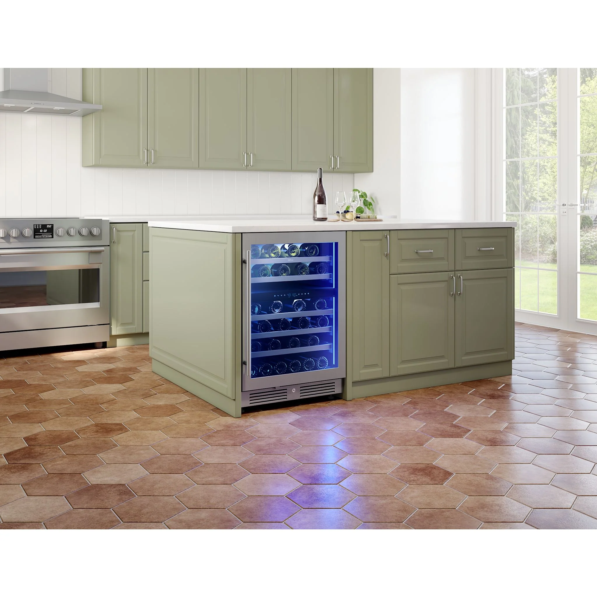 Zephyr Wine Cooler (PRW24C02CG) - Stainless Steel + Glass - Image 6